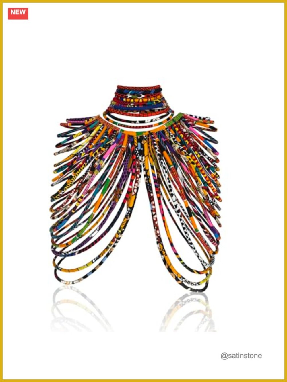 Ankara Multi-Strand Fabric Shawl Statement Necklace Cotton 2-Piece Set